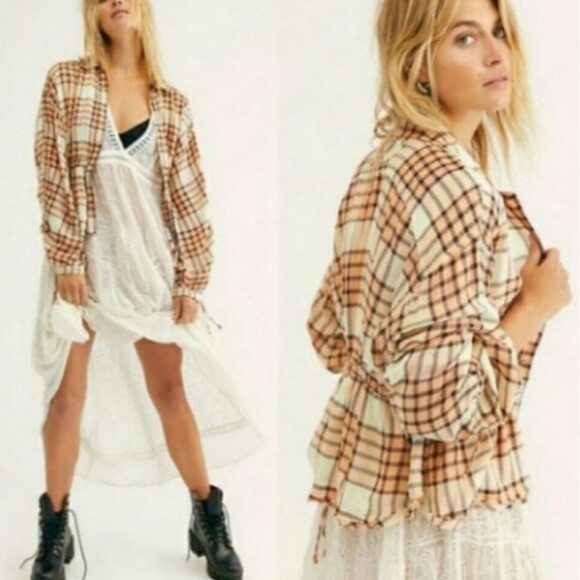 Free People Red Pacific Dawn Shirt Small NWT - Picture 10 of 10